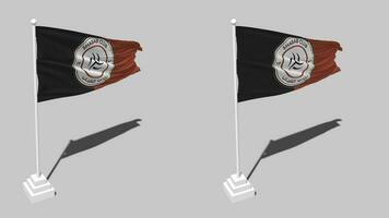 al shabab futebol clube bandeira desatado em loop acenando com pólo base ficar em pé, isolado em alfa canal Preto e branco fosco, avião e colisão textura pano, 3d render video