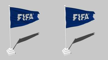 International Association Football Federation, FIFA Flag Seamless Looped Waving with Pole Base Stand, Isolated on Alpha Channel Black and White Matte, Plain and Bump Texture Cloth, 3D Render video