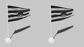 alarde pujante mazembe, tp labirinto bandeira desatado em loop acenando com pólo base ficar em pé, isolado em alfa canal Preto e branco fosco, avião e colisão textura pano, 3d render video