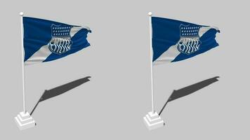 Verein Sport emelec Flagge nahtlos geloopt winken mit Pole Base Stand, isoliert auf Alpha Kanal schwarz und Weiß matt, einfach und stoßen Textur Tuch, 3d machen video