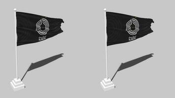 Al Sadd Sports Club Flag Seamless Looped Waving with Pole Base Stand, Isolated on Alpha Channel Black and White Matte, Plain and Bump Texture Cloth, 3D Render video