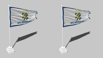 Idrottsforeningen Kamraterna Goteborg, IFK Goteborg Fotboll Flag Seamless Looped Waving with Pole Base Stand, Isolated on Alpha Channel Black and White Matte, Plain and Bump Texture Cloth, 3D Render video