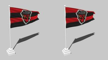 Pohang Steelers Football Flag Seamless Looped Waving with Pole Base Stand, Isolated on Alpha Channel Black and White Matte, Plain and Bump Texture Cloth, 3D Render video