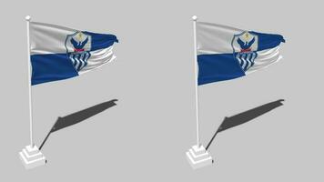 Anorthosis Famagusta Football Club Flag Seamless Looped Waving with Pole Base Stand, Isolated on Alpha Channel Black and White Matte, Plain and Bump Texture Cloth, 3D Render video