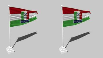 Once Caldas SA Football Flag Seamless Looped Waving with Pole Base Stand, Isolated on Alpha Channel Black and White Matte, Plain and Bump Texture Cloth, 3D Render video