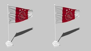 Amsterdamsche Football Club Ajax, AFC Ajax, Ajax Amsterdam Football Club Flag Seamless Looped Waving with Pole Base Stand, Isolated on Alpha Channel Black and White Matte, Plain and Bump Texture Cloth video