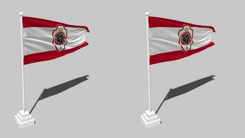 Royal Antwerp Football Club Flag Seamless Looped Waving with Pole Base Stand, Isolated on Alpha Channel Black and White Matte, Plain and Bump Texture Cloth, 3D Render video