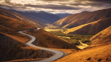 Breathtaking see of the contract stream and mountains. photo