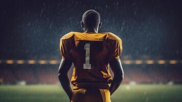 Raise see of a football player. Creative resource, photo