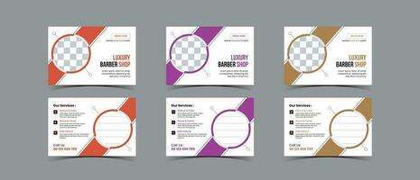 Postcard template design for Barbershop business vector