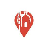 mosque location map pin pointer icon logo design, logo symbol or icon template vector