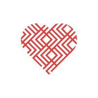 pattern love geometric heart logo design template, knot heart love endless vector on white background