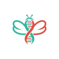 DNA bee Logo Symbol, Modern and Minimal insect Bee logo design vector