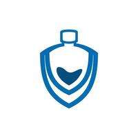 Perfume With Shield Logo Design Inspiration, Icon Concept Isolated Vector Design Template