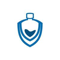 Perfume With Shield Logo Design Inspiration, Icon Concept Isolated Vector Design Template