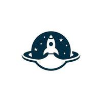 Rocket space logo, planet and rocket vector illustration template logo