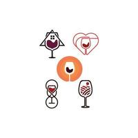 conjunto de vaso vino, vino logo diseño plantilla.vector ilustración de icono vector