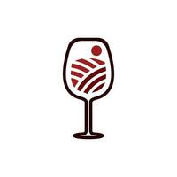 glass wine farm logo design, Farm Winery and Sunset Wine Glass Warehouse Icon Template. vector