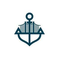 company logo combination of bridge anchor hook icon logo design template, logos, logotype element for template. vector