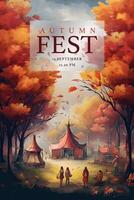 Autumn Fest Poster. Illustration AI Generative photo