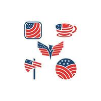 set american flag icon, logo icon design template modern vector