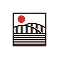 company logo combination of bridges and sun Logo Design, template, icon, vector