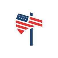 hacha logo icono diseño modelo elementos geometría ondulado de un americano bandera. logo vector modelo.