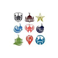 conjunto de mezquita logo diseño, icono vector logo modelo