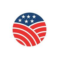 american flag circle with farm nature abstract logo design, Flat Vector Logo Design Template Element.