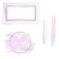 Pink watercolor frames. Elegant design. Two frames template and two brush strokes vector elements.