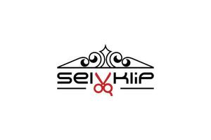 selvklip barber shop logo design concept vector