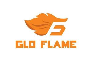 glo flame letter gf  and flame creative logo design idea vector