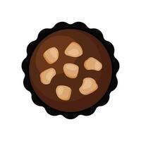 Chocolate Truffle with Nuts in Top View Icon Animated Vector Illustration