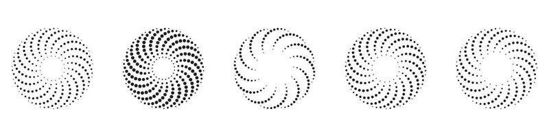 Dotted spiral vortex design element, vector illustration.