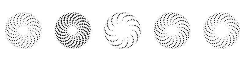 Dotted spiral vortex design element, vector illustration.