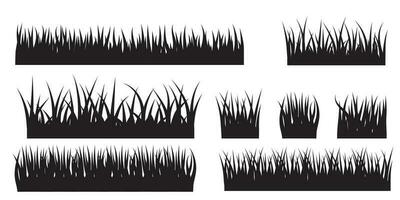 Vector set of grass silhouettes isolated on white background. Natural, eco, bio, organic design elements.