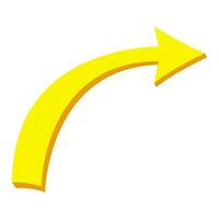 Curved yellow arrow isolated on white background. Arrow icon. Vector illustration isolated.