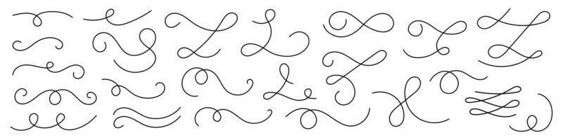 Flourishes, swirls, decorative elements vector collection. Expandet stroke.