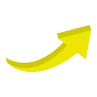 Curved 3D yellow arrow isolated on white background. Arrow icon. Vector illustration isolated.