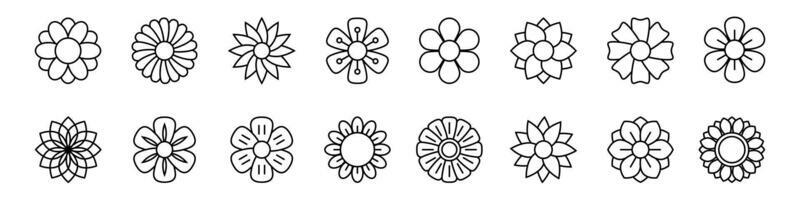 Flower icon set, vector line icon isolated.