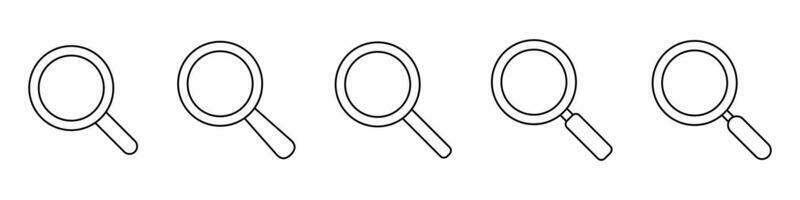 Search line icon. Magnifying glass outline icon, vector magnifier or loupe sign.