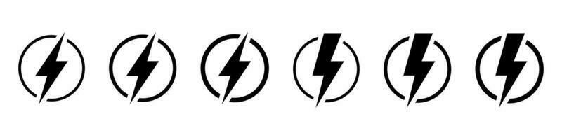 Lightning bolt in circle, electricity power vector icon.