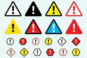 Danger sign, warning sign, attention sign. Danger warning attention icon with exclamation mark. Risk sign red black and yellow. vector