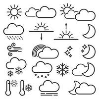 Weather forecast, outline web icon set, vector thin line icons collection. Editable stroke.