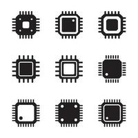 electrónico chip vector icono aislado en blanco antecedentes. computadora chip icono, UPC microprocesador chip icono.