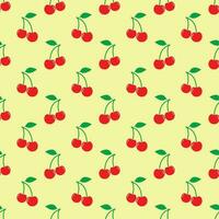 Cherry seamless pattern, vector cherry background.