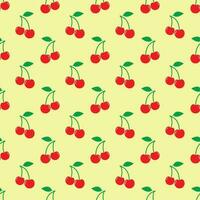 Cherry seamless pattern, vector cherry background.