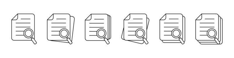 Document check icon vector illustration. Checklist magnifier assessment thin line icon.