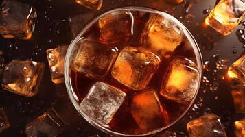 cola with ice 3d shapes close. Creative resource, photo