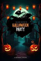 Halloween Party Invitation Illustration AI Generative photo